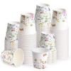 WRAPAHOLIC 3oz Paper Cups - 100 Pack Disposable Bathroom Cups with Wildflower & Butterfly Design, Small Mouthwash Cup for Toothbrush Rinse, Home Bathroom, Picnic, BBQ, Travel and Party view 1