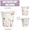 WRAPAHOLIC 3oz Paper Cups - 100 Pack Disposable Bathroom Cups with Wildflower & Butterfly Design, Small Mouthwash Cup for Toothbrush Rinse, Home Bathroom, Picnic, BBQ, Travel and Party view 2