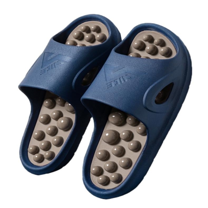 2025 Reflexology Massage Slippers Foot Massager Shoes for Plantar Fasciitis Pain Relief Acupuncture & Acupressure Sandals Promoting Blood Circulation Muscle Relaxation(Navy Blue,8.5/9)