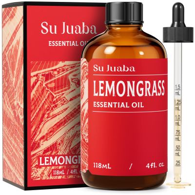 SU JUABA Lemongrass Essential Oil 4 Oz, 100% Pure Natural Aromatherapy Oil for Diffuser, Skin Care, Candle - 118ML