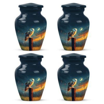 Yatskia Owl Urns for Human Ashes Adult Man and Women, Burial Urns for Adult Human Ashes Male and Female (Classic Pack of 4, 3 Inch)