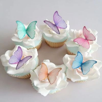 Edible Wafer Paper Butterflies Set of 48 Purple Pink Colorful Cake Decorations, Cupcake Topper Mixed Color (48pcs)