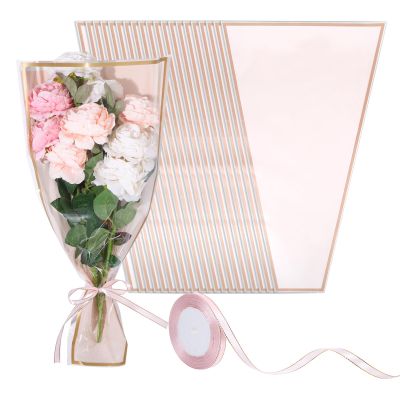 100pcs Flower Wrapping Paper Bouquet, Pink Flower Bouquet Wrapping Paper Flower Bags Kraft Bouquet Holder Flower Bar Supplies, Wrapping Sleeve for Graduation Wedding Birthday Gifts 17.1x11.1x3.54Inch