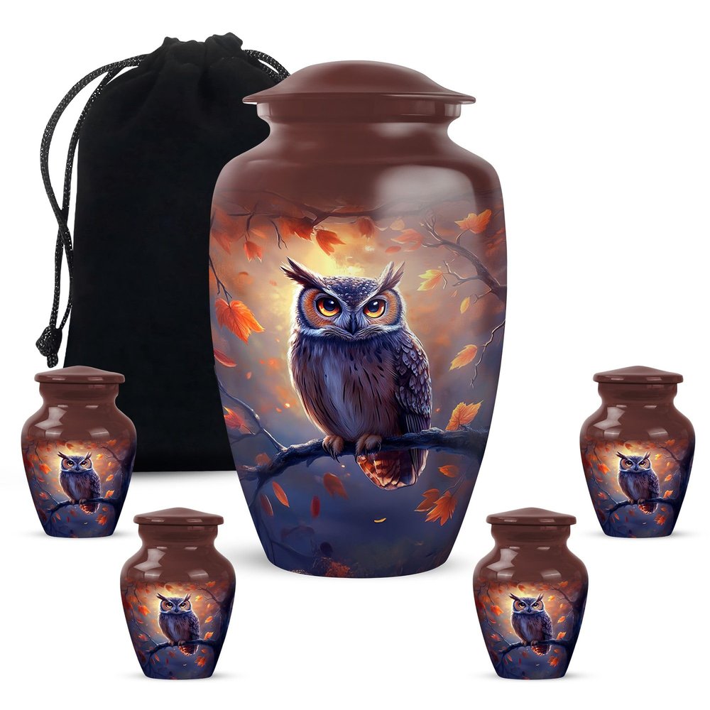 Yatskia Owl Cremation Urns for Human Ashes Male and Female, Small Urn for Ashes Keepsake Mom and Dad (Classic 10 Inch & 3 Inch)