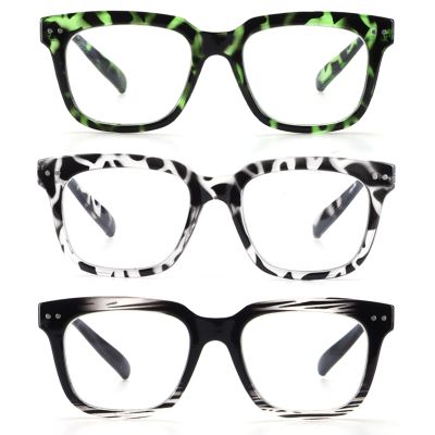 CHOFILORD Ladies Reading Glasses Blue Light Blocking Spring Hinge Computer Readers, Fashion Eyeglasses for Women Men (MIxed, 2.75, x)