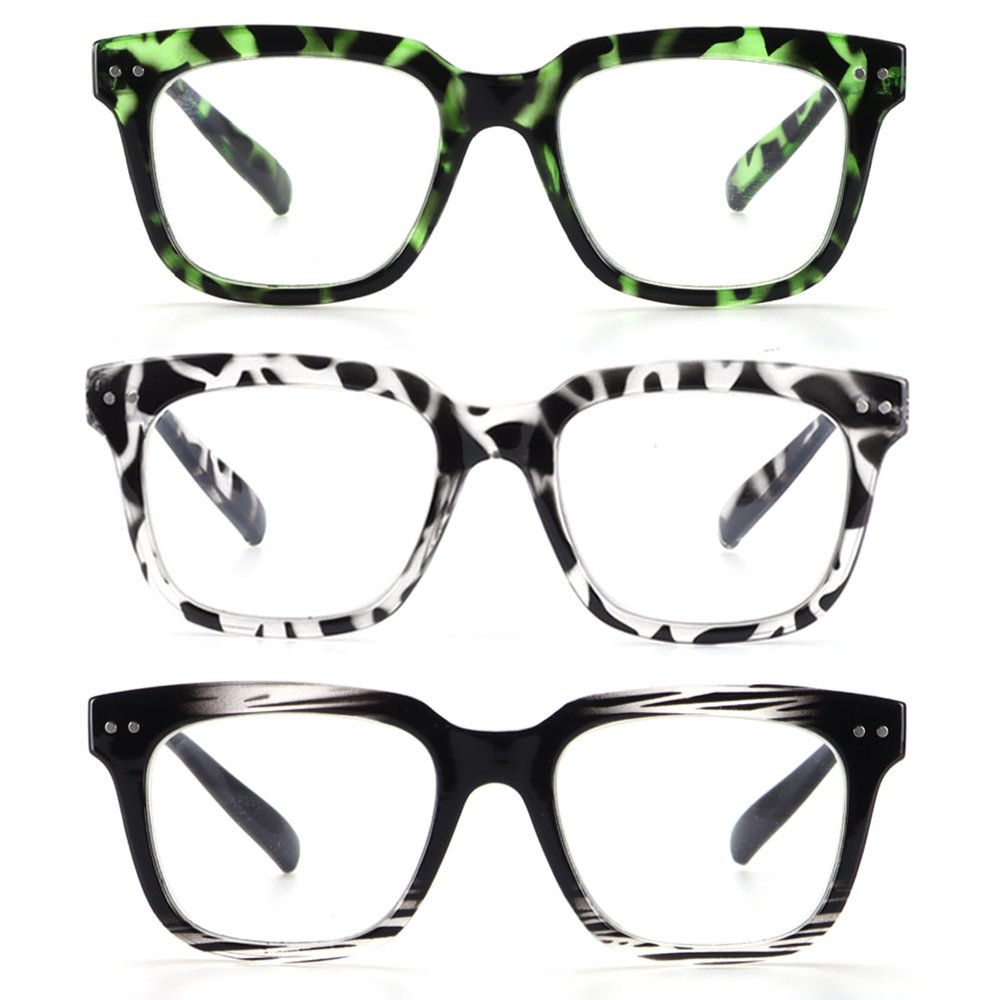 CHOFILORD Ladies Reading Glasses Blue Light Blocking Spring Hinge Computer Readers, Fashion Eyeglasses for Women Men (MIxed, 2.75, x)