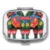 BWQJKUO Portable Square Metal Runner Swedish Dala Horse Folk Printed Medicine Box - Durable And Waterproof Intimate Medical Companion view 1