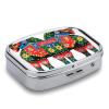 BWQJKUO Portable Square Metal Runner Swedish Dala Horse Folk Printed Medicine Box - Durable And Waterproof Intimate Medical Companion view 3