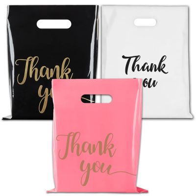 100pcs Thank You Merchandise Bag 3 Colors Party Candy Biscuit Bag for Birthday, Baby Shower, Wedding, Christmas & Retirement (5.9 * 7.9 inches) (3 colors)