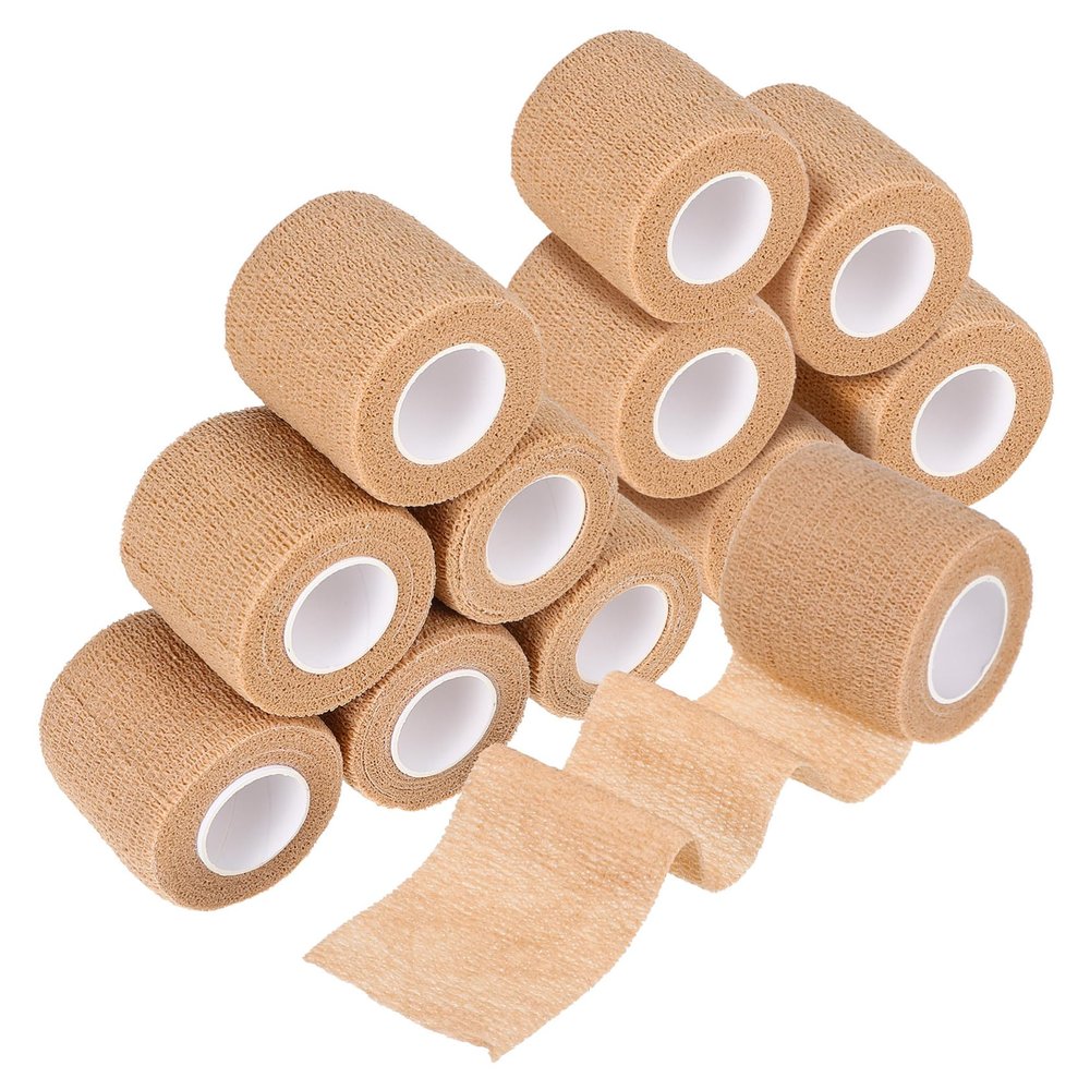 12 Rolls of Self-Adhesive Cohesive Bandages Flexible Elastic Wraps for Sports and Use Breathable and Comfortable Adhesive Tape
