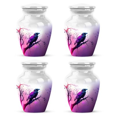 Yatskia Raven Small Urn for Ashes Adult Male and Female, Mini Funeral Urns for Adult Ashes Men and Women Cremation Container (Classic Pack of 4, 3 Inch)