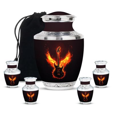 Yatskia Guitar Adult Urns for Human Ashes Women & Men, Memorial Keepsakes for Ashes, (Tasty 10 Inch and 3 Inch)