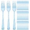 100 Pcs Blue Plastic Forks Blue Glitter Silverware Heavy Duty Plastic Utensils Disposable Cutlery Set for Brithday, Baby Shower, Picnic view 1