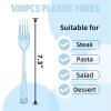 100 Pcs Blue Plastic Forks Blue Glitter Silverware Heavy Duty Plastic Utensils Disposable Cutlery Set for Brithday, Baby Shower, Picnic view 2