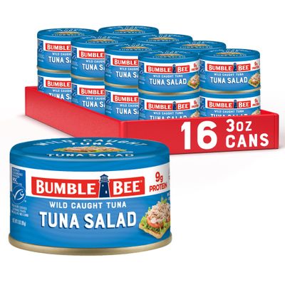 Bumble Bee Snackers - Tuna Salad, 3 oz Easy Open Can - 9g Protein per Serving - Wild Caught Skipjack Chunk Light Tuna Pack - No Draining, Ready to Eat (Pack of 16)