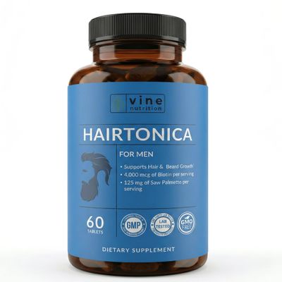 Vine Nutrition DHT Blocker for Men Hair Growth Supplement with Biotin, MSM, Saw Palmetto & Zinc Supports Thicker, Fuller Hair & Healthy Scalp Non-GMO, Made in USA, GMP Certified