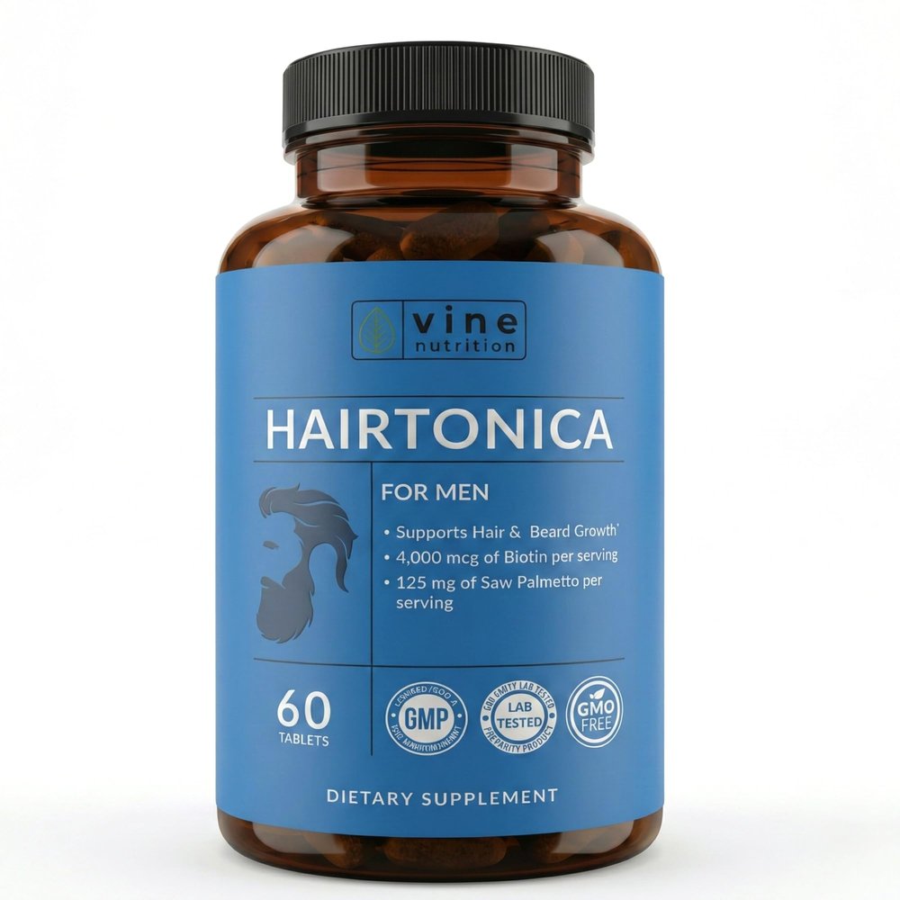 Vine Nutrition DHT Blocker for Men Hair Growth Supplement with Biotin, MSM, Saw Palmetto & Zinc Supports Thicker, Fuller Hair & Healthy Scalp Non-GMO, Made in USA, GMP Certified