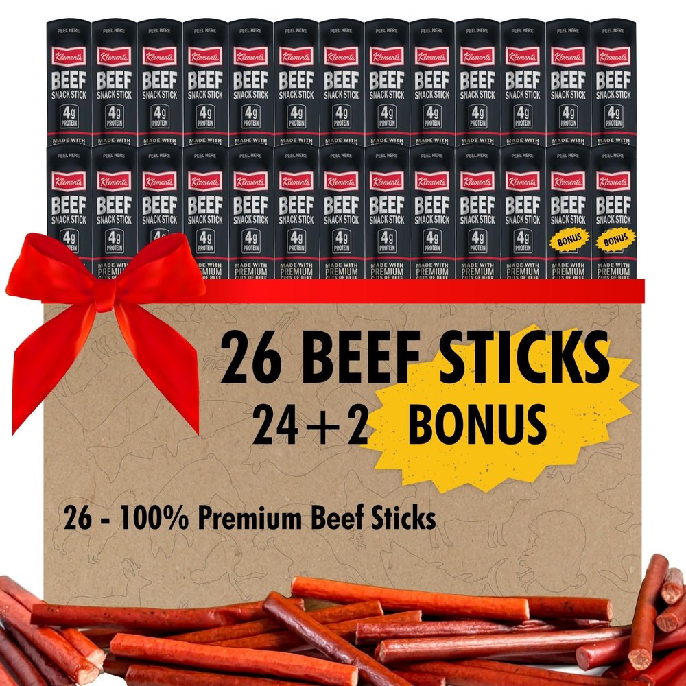 Jerky.com 100% Original Beef Snack Sticks 26 Pack (24 + 2 Bonus) | Sugar Free, Low Carb, High Protein Keto Snacks | Delicious Gluten Free Beef Jerky Sticks | Gifts for Men