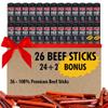 Jerky.com 100% Original Beef Snack Sticks 26 Pack (24 + 2 Bonus) | Sugar Free, Low Carb, High Protein Keto Snacks | Delicious Gluten Free Beef Jerky Sticks | Gifts for Men view 1
