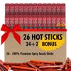 Jerky.com Hot Beef and Pork Jerky Meat Sticks 26 Pack (24 + 2 Bonus) | 5g Protein, 90 Calories, Gluten-Free, Individually Wrapped, Keto Friendly, Low Carb Snack | Delicious Smoked Beef Jerky Sticks | Gifts for Men view 1