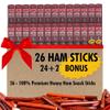 Jerky.com Honey Ham Pork Jerky Snack Sticks 26 Pack (24 + 2 Bonus) | 5g Protein, 90 Calories, Gluten-Free, Individually Wrapped, Keto Friendly, Low Carb Snack | Delicious Sweet & Savory Jerky Meat Sticks | Gifts for Men view 1