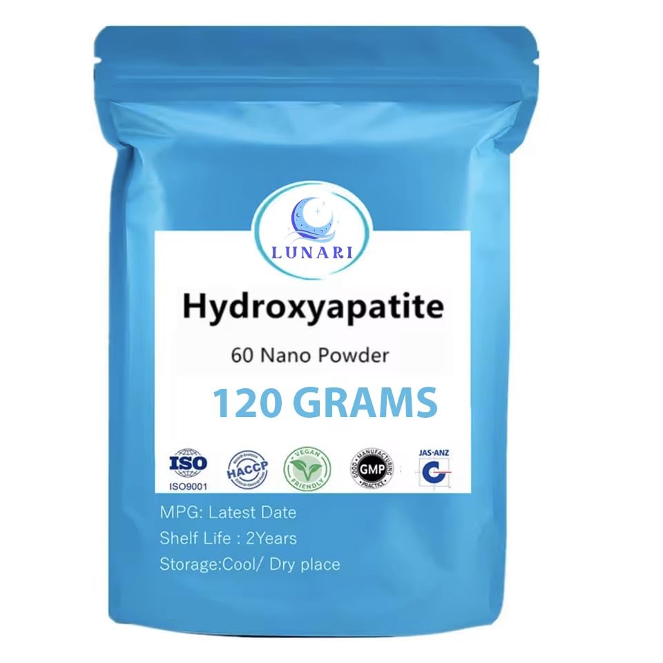 100% Pure Nano Hydroxyapatite Tooth Powder Enamel Remineralization Support, Fluoride-Free Toothpaste Additive for Sensitivity & Cavity Defense, Pure HAp Powder 120 Grams Clinical/Food Grade.
