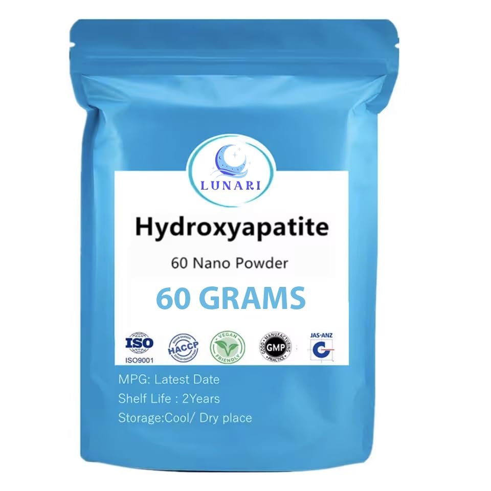 100% Pure Nano Hydroxyapatite Tooth Powder Enamel Remineralization Support, Fluoride-Free Toothpaste Additive for Sensitivity & Cavity Defense, Pure HAp Powder 60 Grams
