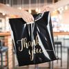 100 Pack Thank You Bags for Small Business, 8 x 12 Inch Plastic Shopping Bags with Handles (BLACK, 18" X 14") view 2