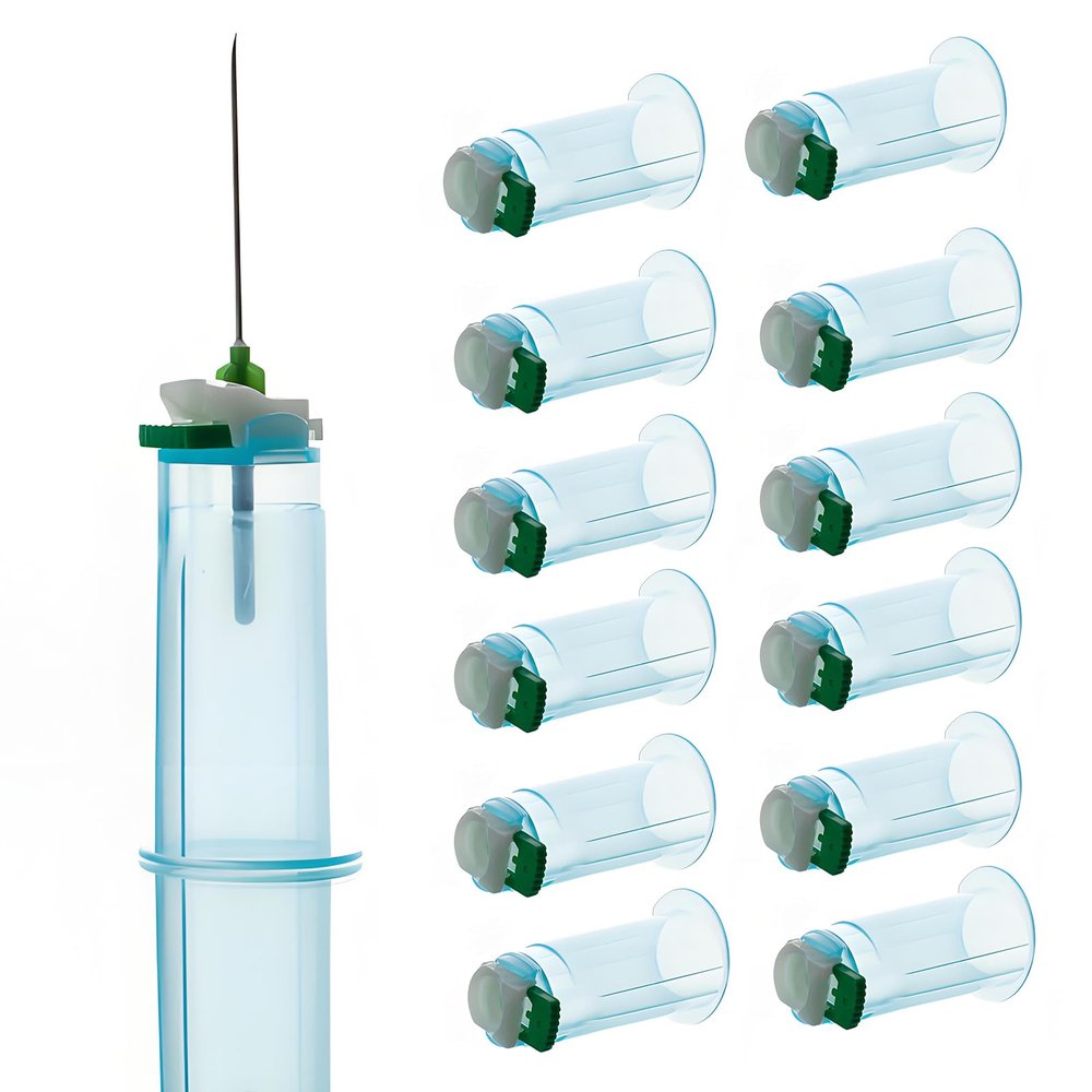 100-Pack Transparent Needle Holder with Lock (Without Lancet), Disposable Medical Training Tool
