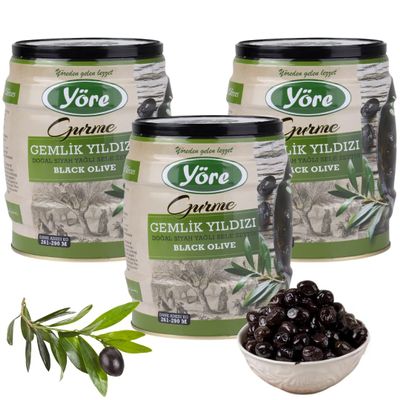 Black Olives, Natural Oiled Cured, Additive-Free, Organic, 750 gr Tin, ( GEMLK JUMBO SYAH ZEYTN) - PACK OF 3