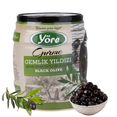 Black Olives, Natural Oiled Cured, Additive-Free, Organic, 750 gr Tin, ( GEMLK JUMBO SYAH ZEYTN)