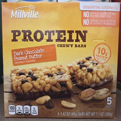 Mill-ville Millville Chewy Bars Dark Chocolate Peanut Butter 7.1oz 200g (Single Box)