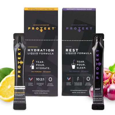 PROTEKT Electrolyte Packets for Recovery & Hydration, Lemonade, 10 Pack | GABA L Theanine Supplement | Melatonin-Free Sleep Aid for Adults, Grape, Pack of 10