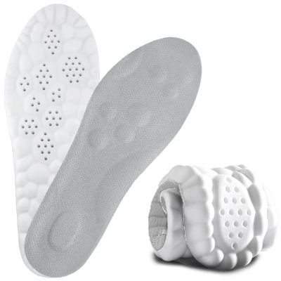 4D Cloud Soles for Men Women, Memory Foam Trim-to-Fit Arch Support Insoles for Anti Fatigue, Shock Absorption, Foot Pain Relief(Men 7.5-8.5/Women 9.5-10.5,Gray)