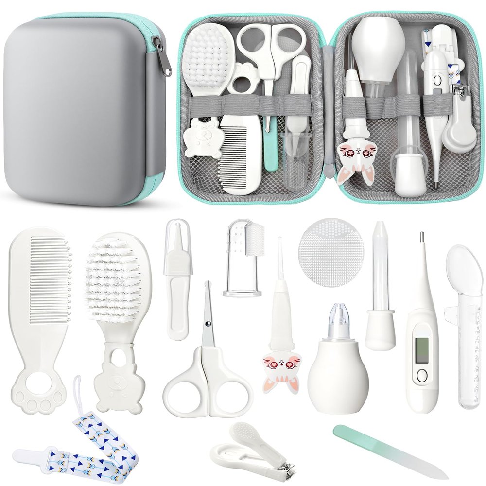 Baby Healthcare and Grooming Kit, Safety Newborn Nursery Baby Care Kit, with Hair Brush Comb, Nail Clipper, Thermometer, Pacifier Clip, Baby Registry Search, Baby Girl Boy Newborn Essentials
