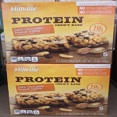 Mill-ville Millville Chewy Bars Dark Chocolate Peanut Butter 7.1oz 200g (Two Boxes)