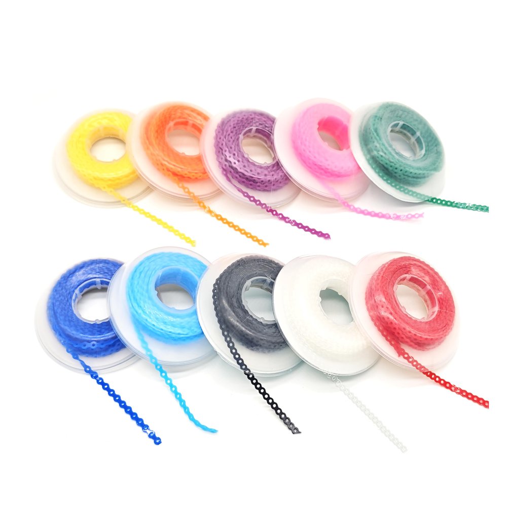 10 Rolls Dental Orthodontic Power Chain for Teeth Braces, Multicolor Spool Elastic Rubber Bands Orthodontic Treatment Chain (Closed)