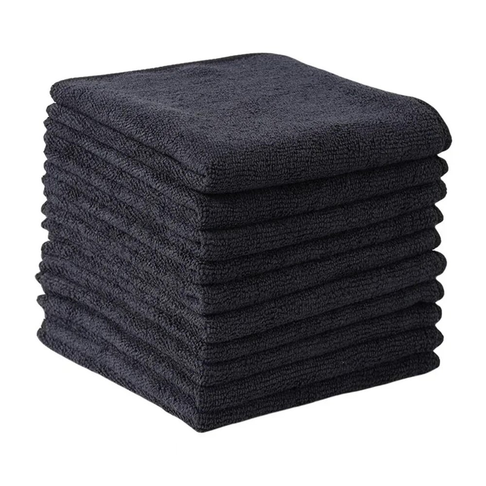 OHZI3Q Ultrafine Fiber Black Cloths Household Rag Car Clean Polyester Cotton Quick Drying Duster Kitchen Towel Dish Cloth Scouring Pad for Cleaning(Black 30cm,3PC)