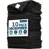 OHZI3Q Ultrafine Fiber Black Cloths Household Rag Car Clean Polyester Cotton Quick Drying Duster Kitchen Towel Dish Cloth Scouring Pad for Cleaning(Black 30cm,3PC) view 2