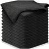 OHZI3Q Ultrafine Fiber Black Cloths Household Rag Car Clean Polyester Cotton Quick Drying Duster Kitchen Towel Dish Cloth Scouring Pad for Cleaning(Black 30cm,3PC) view 3