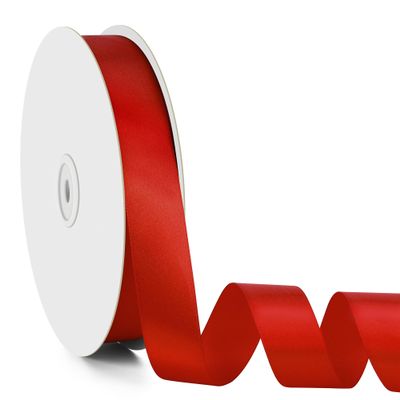 100 Yards 1 Inch Red Ribbon for Flower Bouquet, Valentine Ribbon for Gift Wrapping, Fabric Satin Ribbons for Crafts, Flower Bouquet Accessories, Big Red Bow, Christmas Silk Hair Ribbons