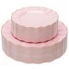 QualQuot 120PCS Pink Plastic Plates, Heavy Duty Disposable Party Plates with Gold Rim, Fancy 60 Dinner & 60 Dessert Plates for Parties and Wedding view 1
