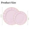 QualQuot 120PCS Pink Plastic Plates, Heavy Duty Disposable Party Plates with Gold Rim, Fancy 60 Dinner & 60 Dessert Plates for Parties and Wedding view 2