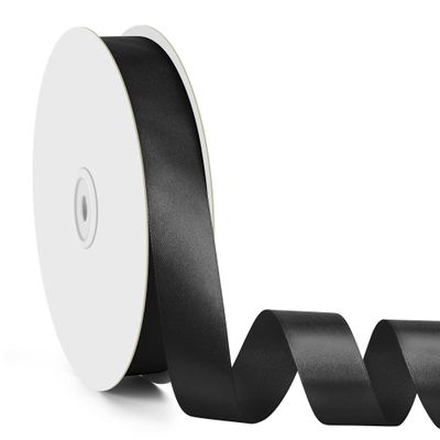 100 Yards 1 Inch Black Ribbon for Gift Wrapping, Graduation Gifts Satin Ribbon, Wide Ribbons for Flower Bouquet, Black Silk Bow Ribbons Halloween Decorations