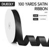 100 Yards 1 Inch Black Ribbon for Gift Wrapping, Graduation Gifts Satin Ribbon, Wide Ribbons for Flower Bouquet, Black Silk Bow Ribbons Halloween Decorations view 2