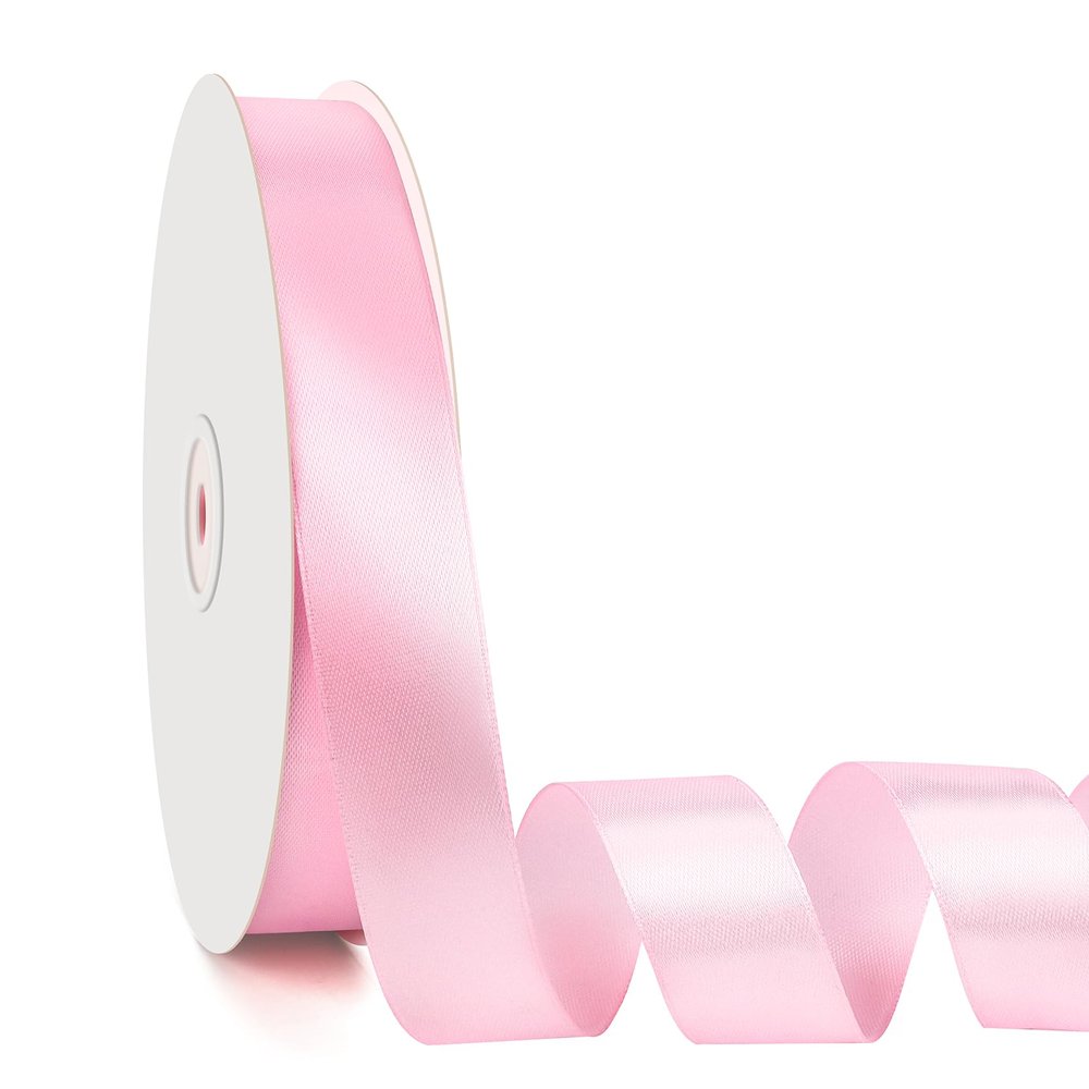 100 Yards Ribbon, 1 Inch Pink Satin Ribbon for Gift Wrapping, Ribbons for Flower Bouquet, Single Face Fabric Polyester Hair Ribbons for Crafts Wedding Bow Party Decorations