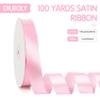 100 Yards Ribbon, 1 Inch Pink Satin Ribbon for Gift Wrapping, Ribbons for Flower Bouquet, Single Face Fabric Polyester Hair Ribbons for Crafts Wedding Bow Party Decorations view 2