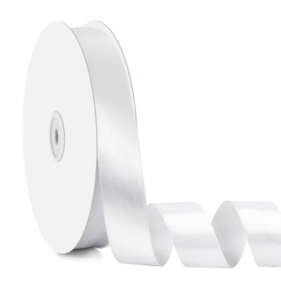 100 Yards 1 Inch White Ribbon, Fabric Satin Ribbon for Gift Wrapping, Wide Continuous String Ribbons, Flower Bouquet Wedding Bow Award Ribbons Making Decorations