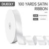 100 Yards 1 Inch White Ribbon, Fabric Satin Ribbon for Gift Wrapping, Wide Continuous String Ribbons, Flower Bouquet Wedding Bow Award Ribbons Making Decorations view 2