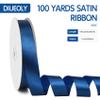 100 Yards 1 Inch Navy Blue Ribbon for Gift Wrapping Bouquet Accessories Navy Satin Ribbons for Hair Navy Fabric Ribbon for Graduation Ribbons Leis Wedding Invatation Bow Decoration view 2